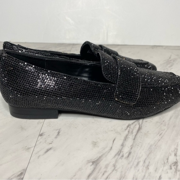 Steve Madden Riski Black Rhinestone Square Toe Loafer 6 1/2 M - Picture 10 of 15